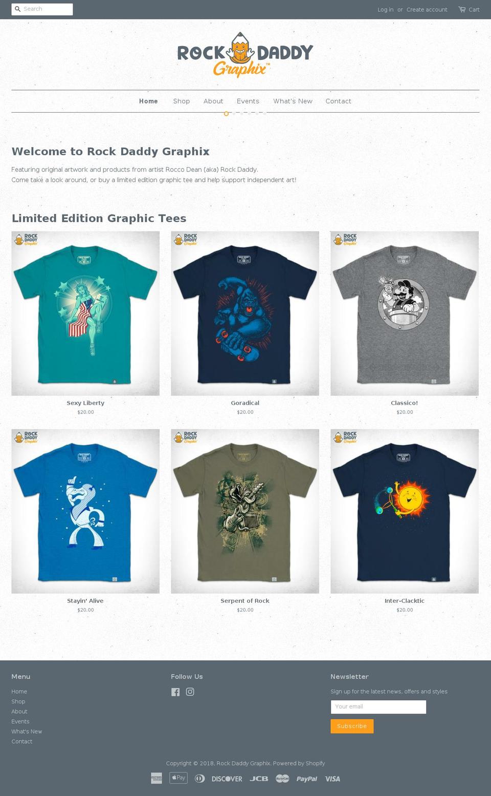 rockdaddygraphix.com — Shopify storefront screenshot