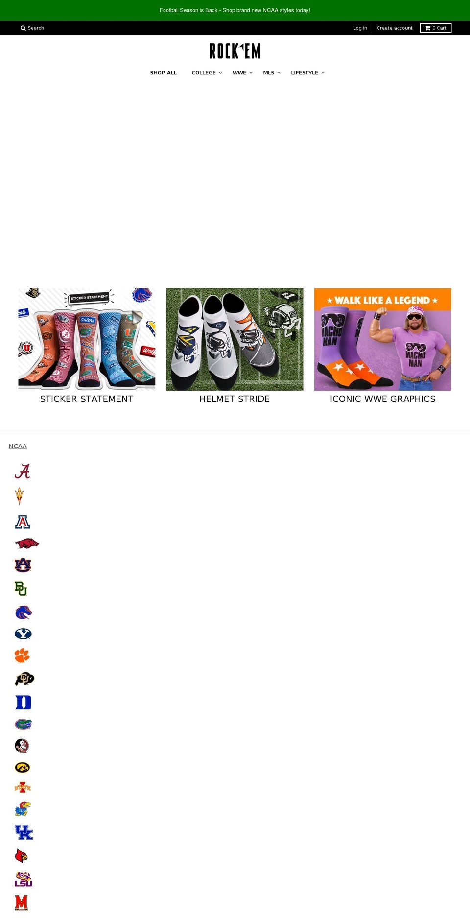 rockemsocks.com shopify website screenshot