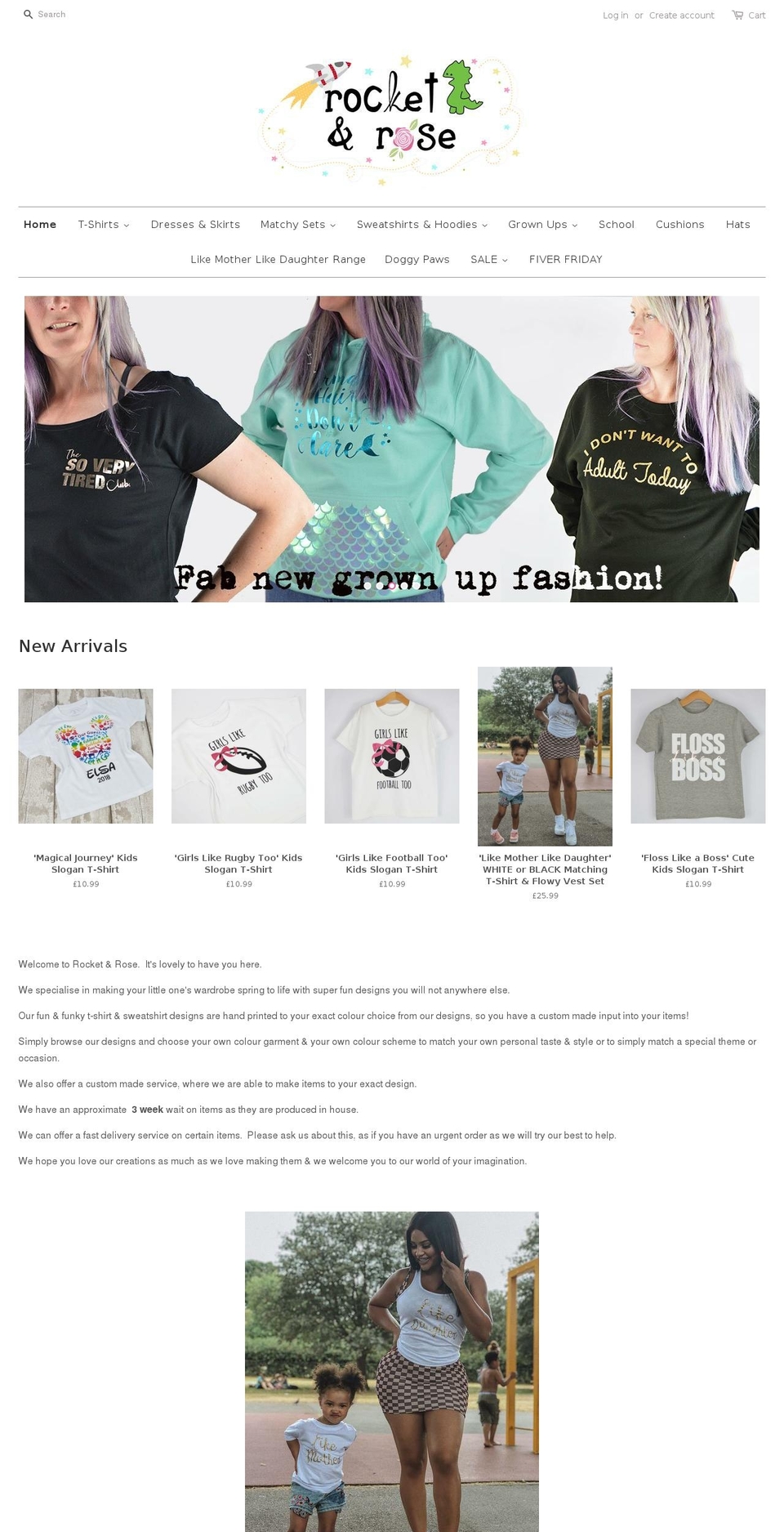 rocketandrose.com — Shopify storefront screenshot