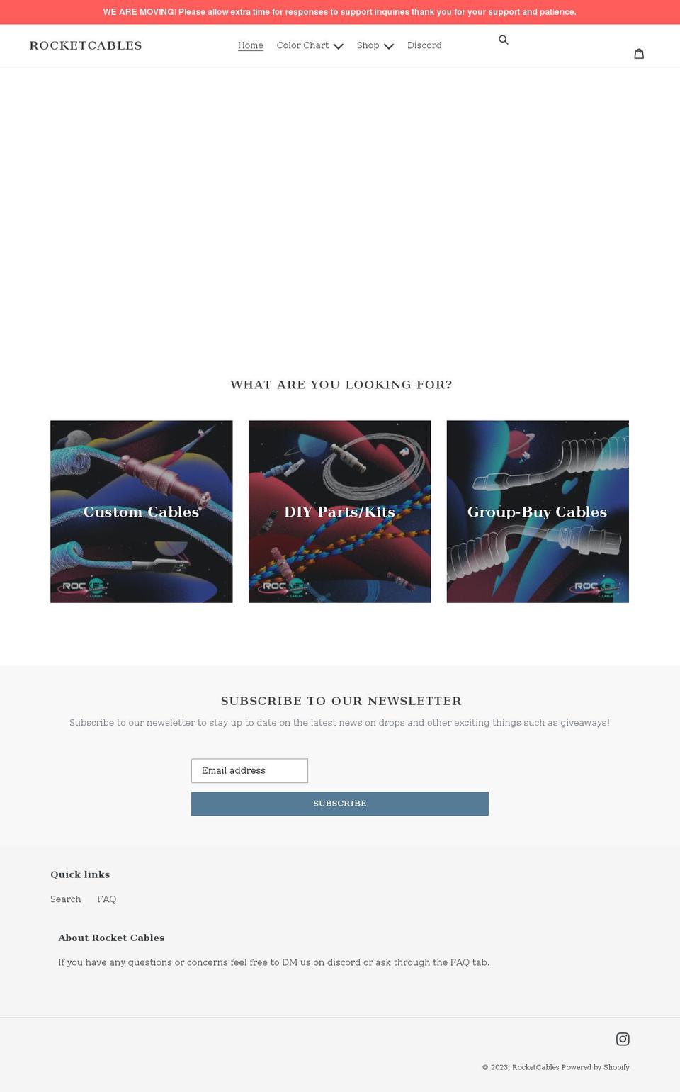 rocketcables.com shopify website screenshot