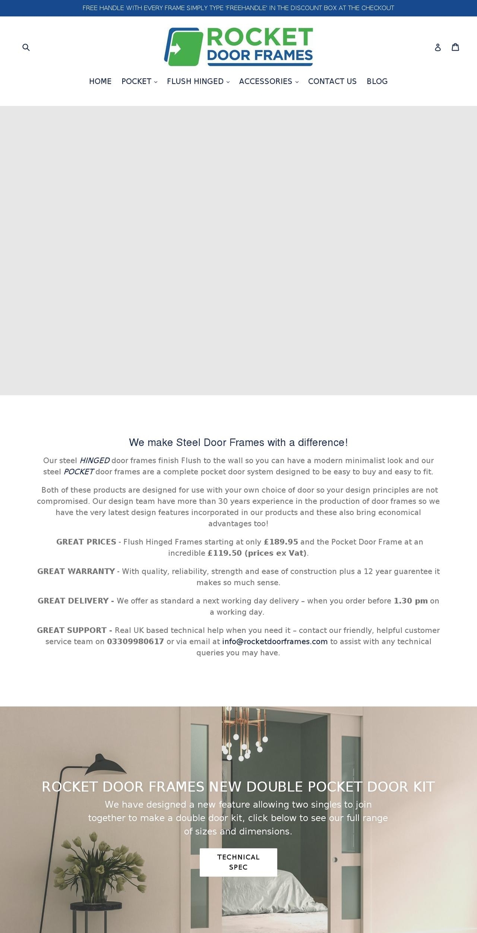 rocketdoorframes.com — Shopify storefront screenshot