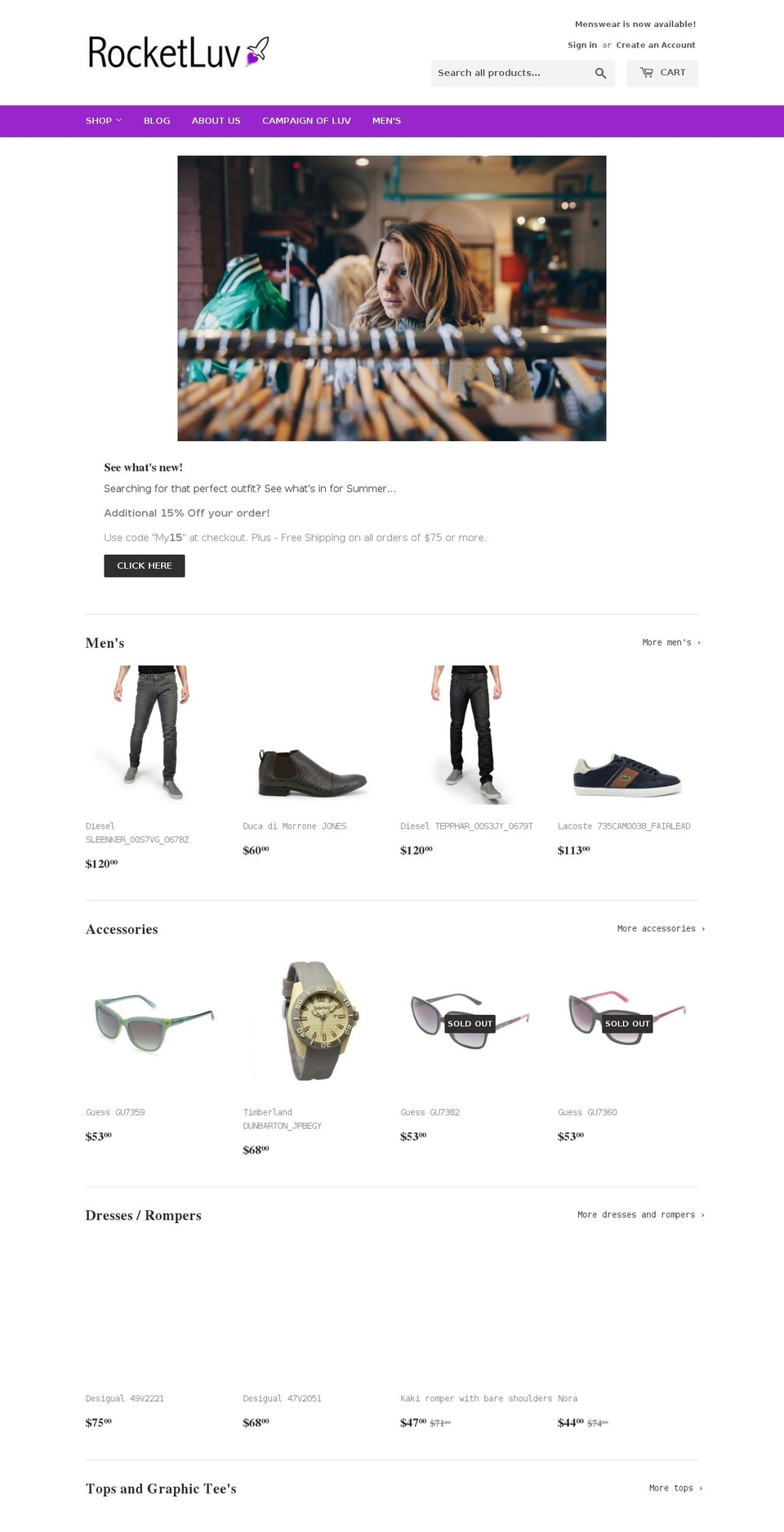 rocketluv.com shopify website screenshot