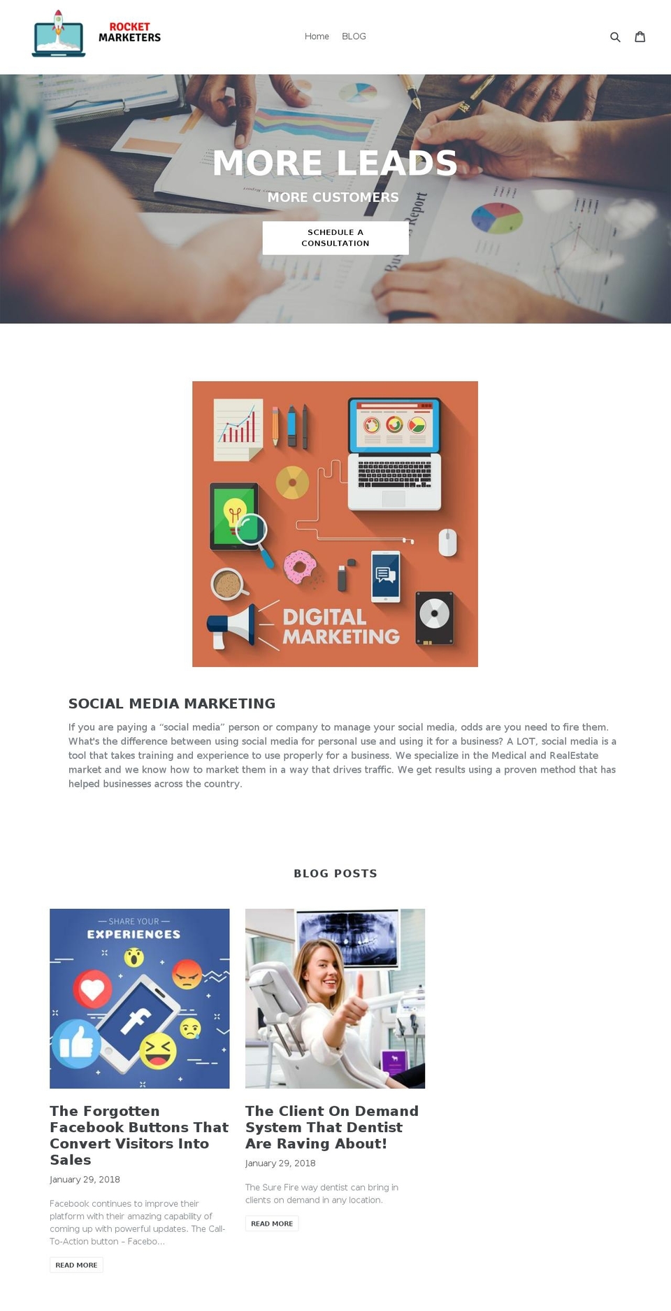 rocketmarketers.com — Shopify storefront screenshot