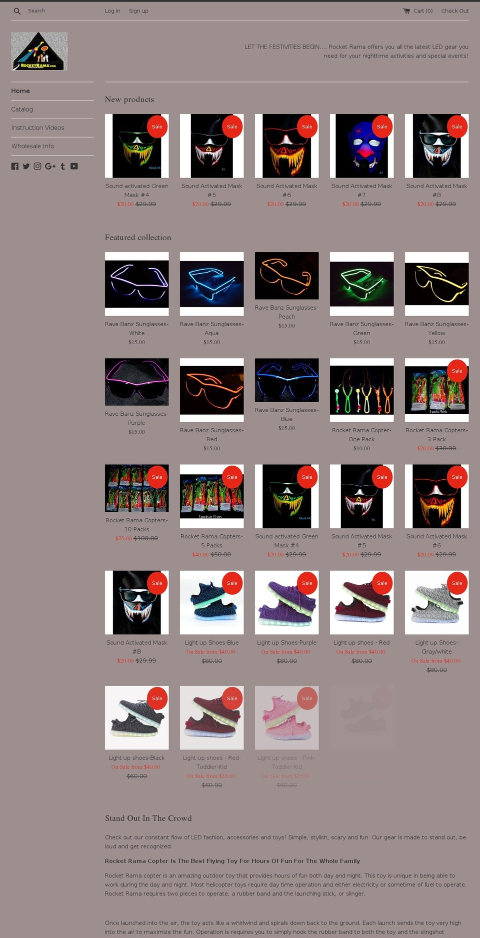 rocketrama.com shopify website screenshot