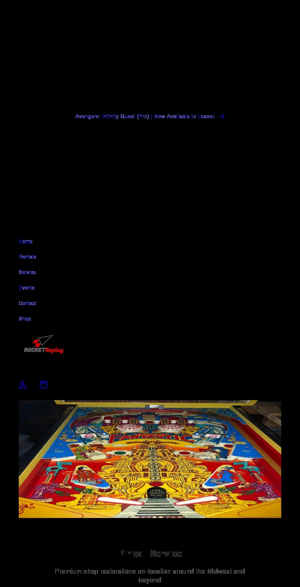 rocketreplay.com shopify website screenshot