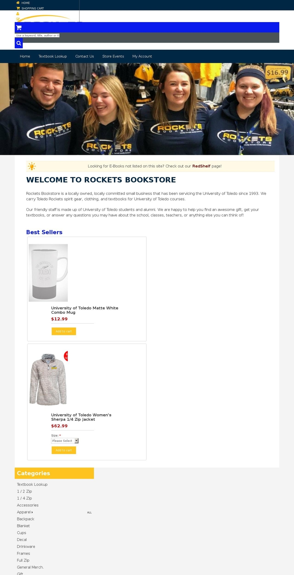 rocketsbookstore.com — Shopify storefront screenshot