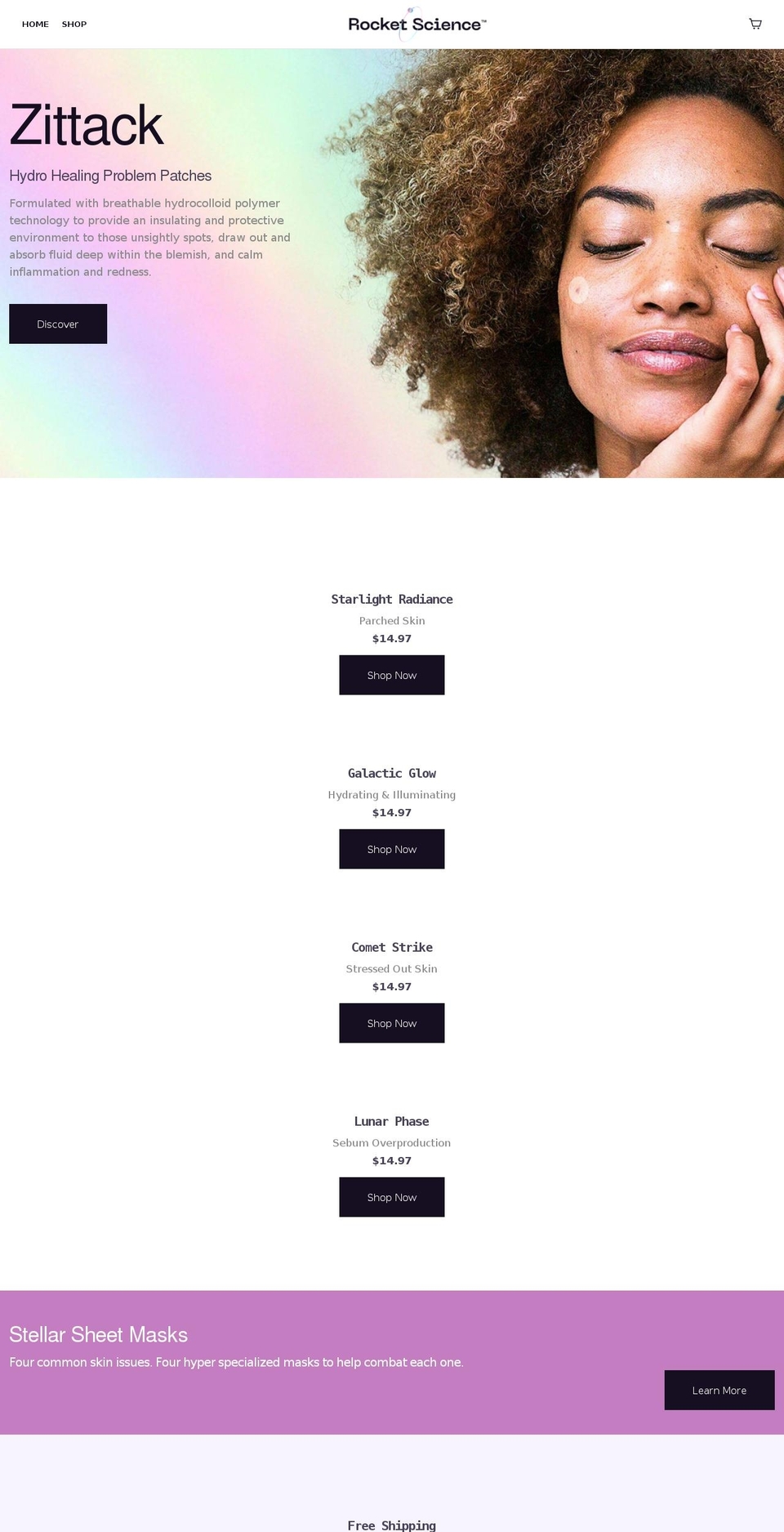 rocketscienceskin.com shopify website screenshot