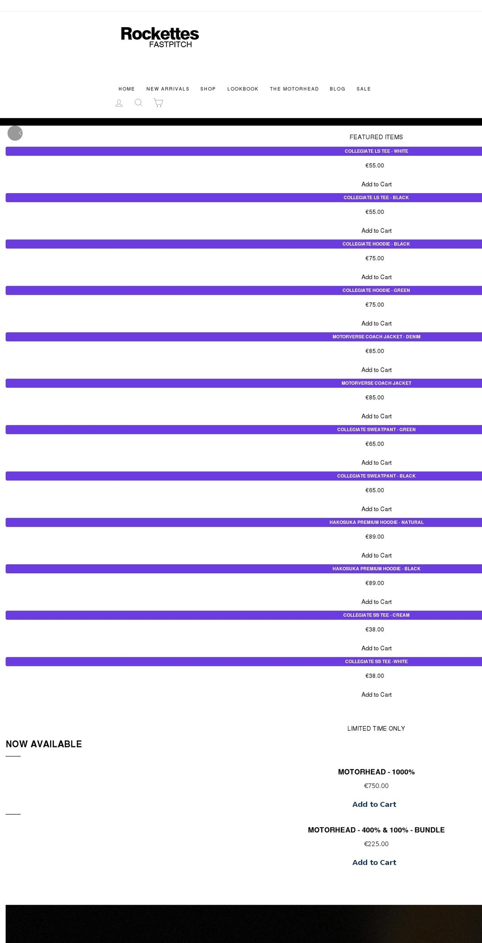 rockettesfastpitch.com shopify website screenshot