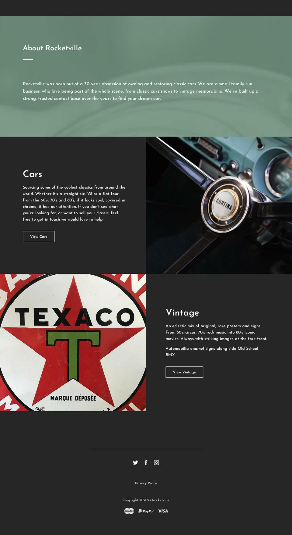 rocketvillecars.co.uk shopify website screenshot