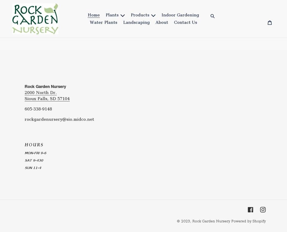 rockgardensd.com shopify website screenshot