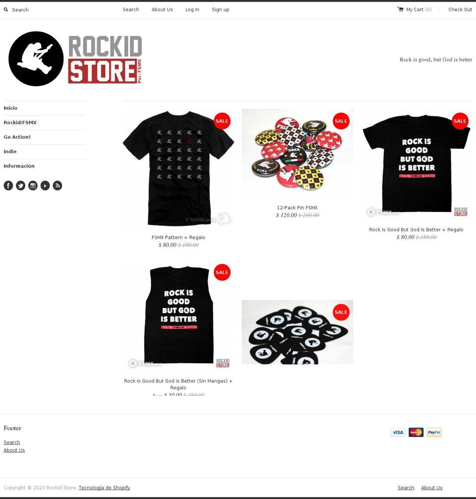 rockidstore.com shopify website screenshot