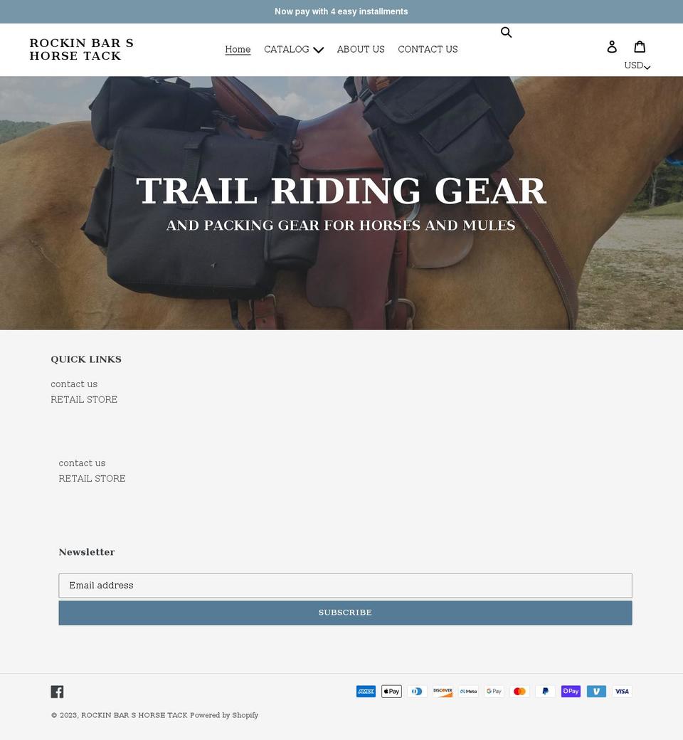 rockinbarshorsetack.com shopify website screenshot