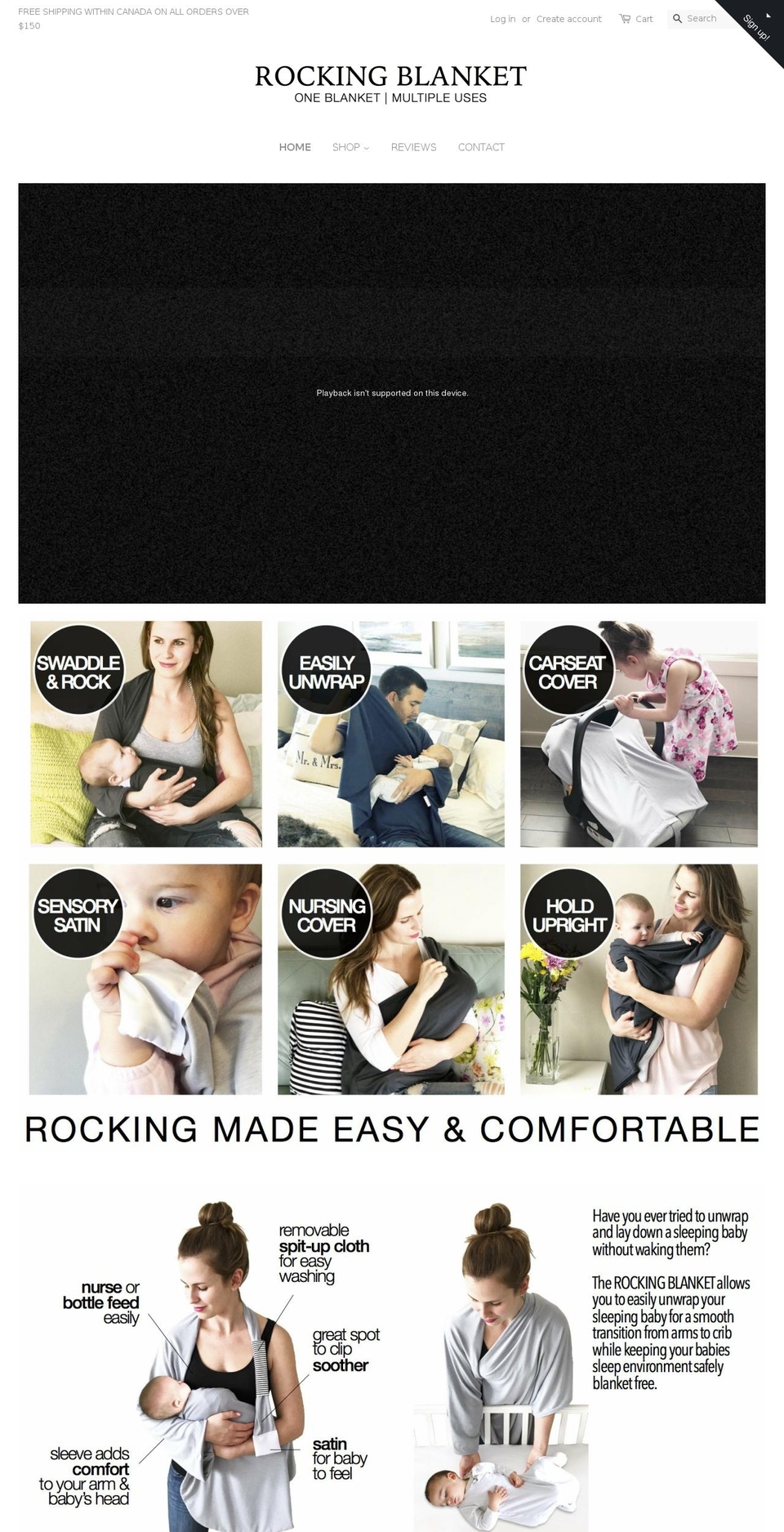 rockingblanket.com shopify website screenshot