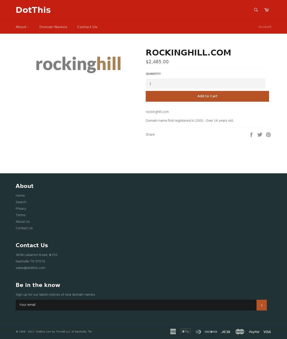 rockinghill.com shopify website screenshot