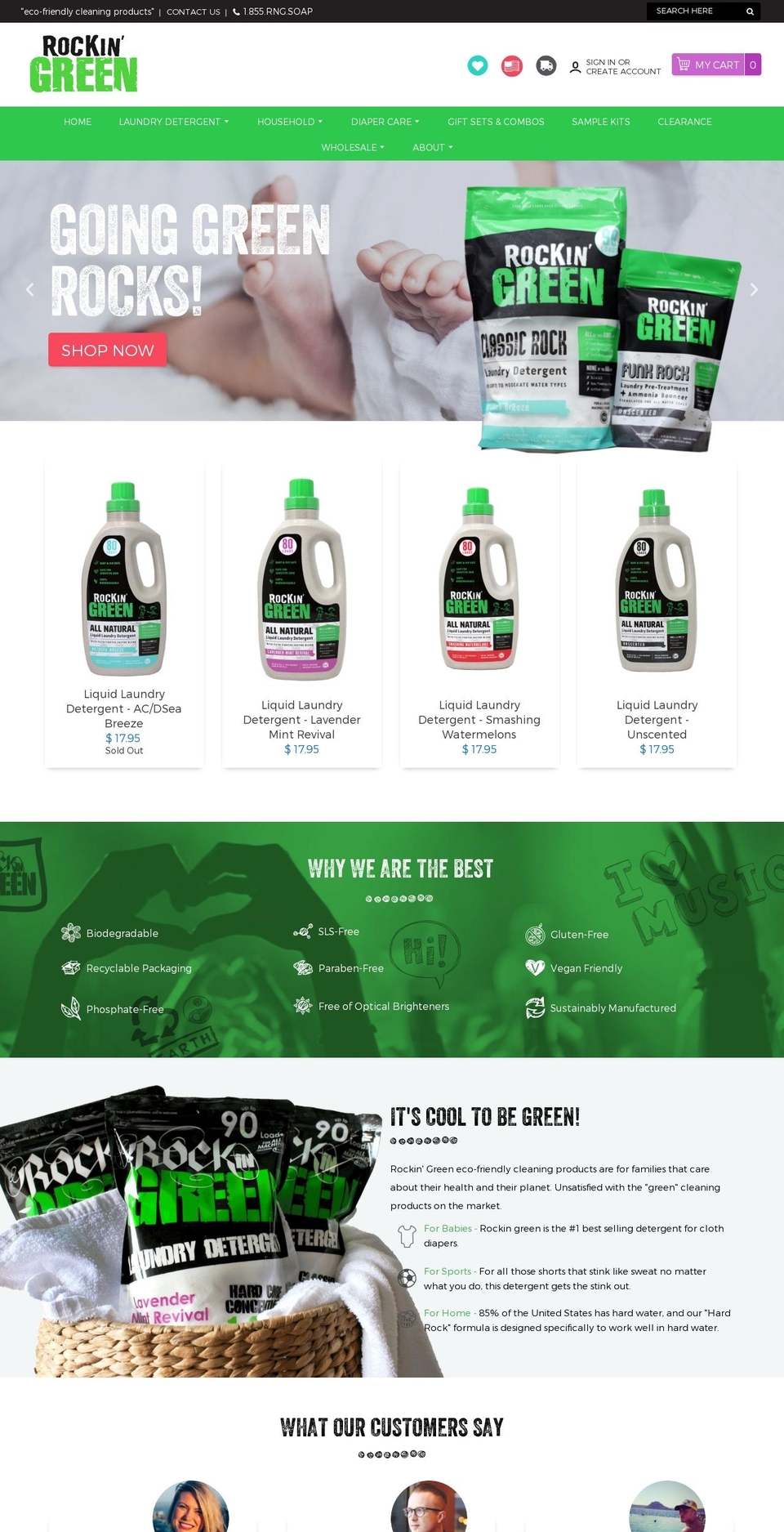 rockingreensoap.com shopify website screenshot