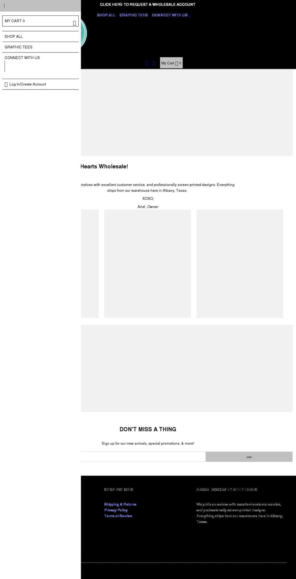 rockinthreehearts.shop shopify website screenshot