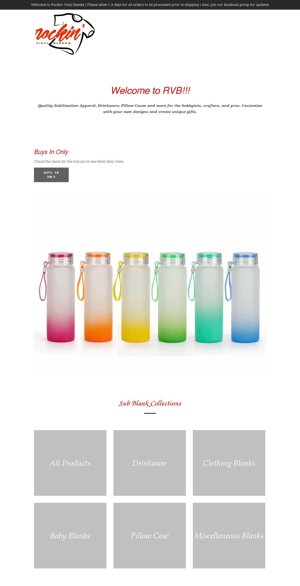 rockinvinylblanks.com shopify website screenshot