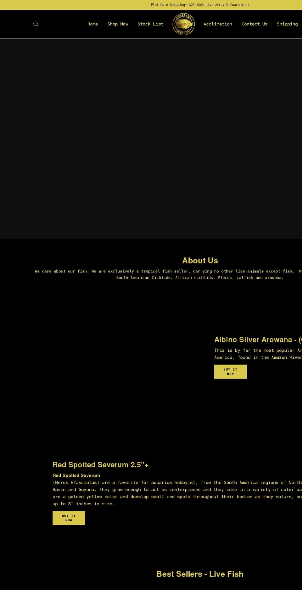 rocklandaquarium.com shopify website screenshot