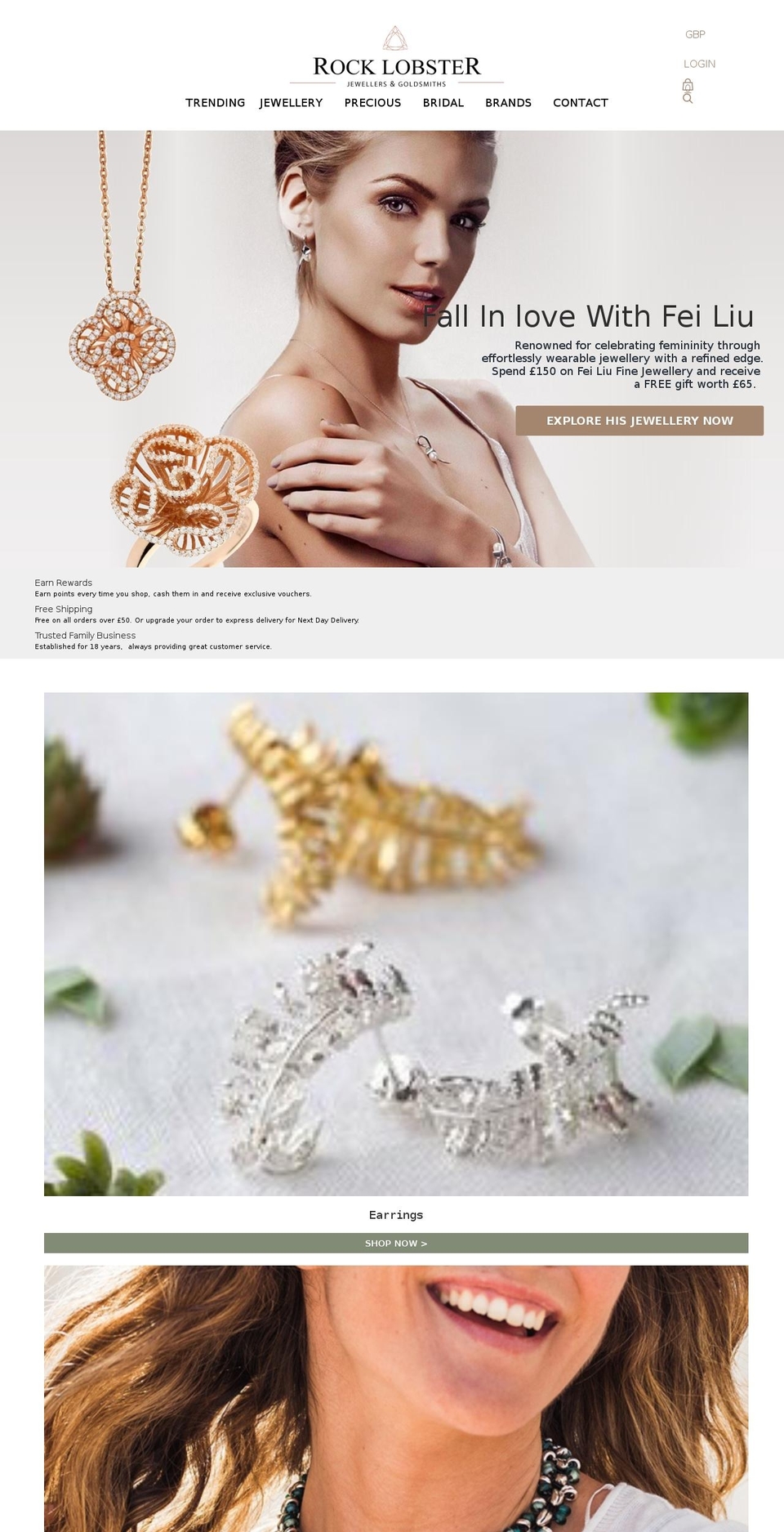 rocklobsterjewellery.co.uk shopify website screenshot