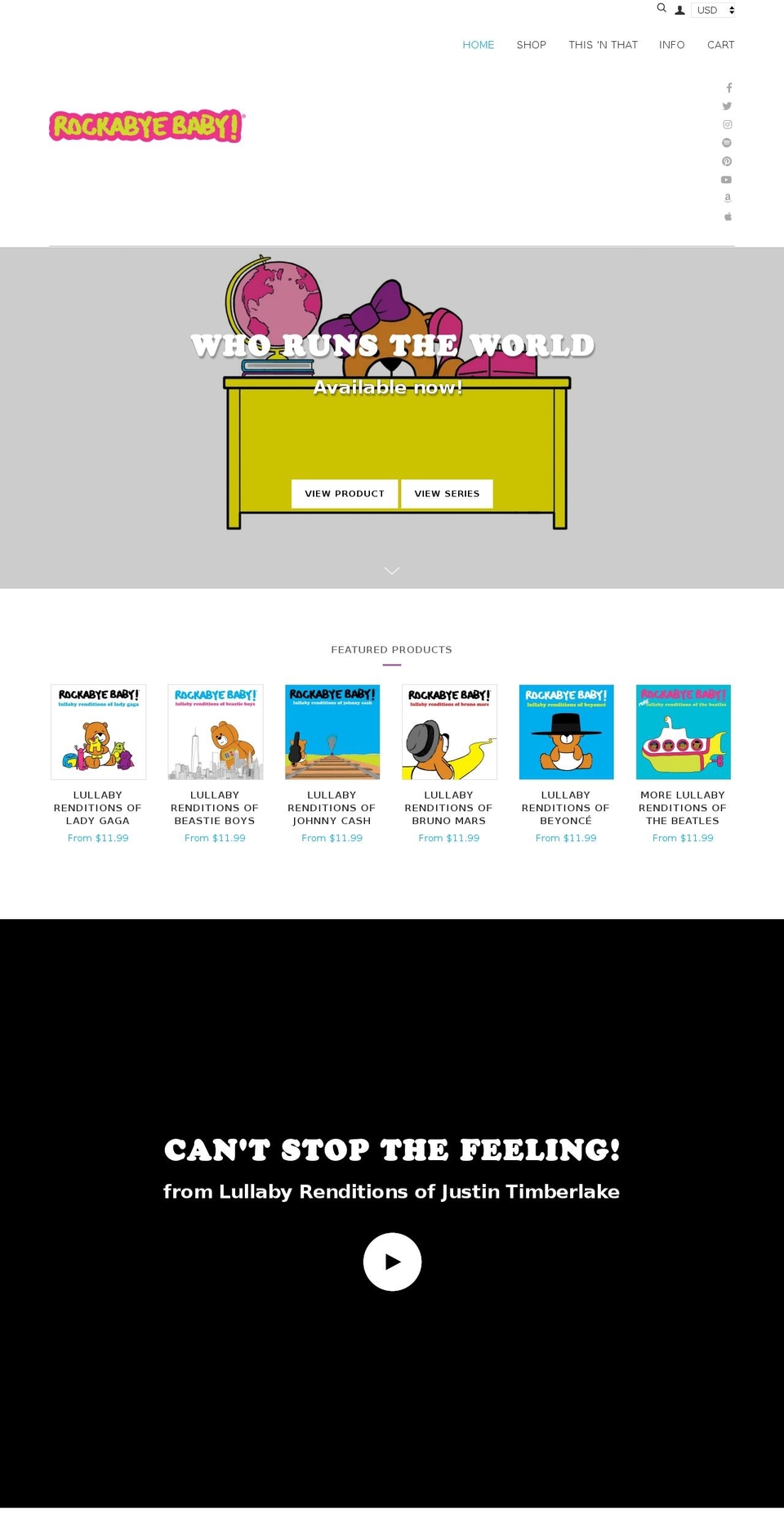 rocklullaby.com — Shopify storefront screenshot