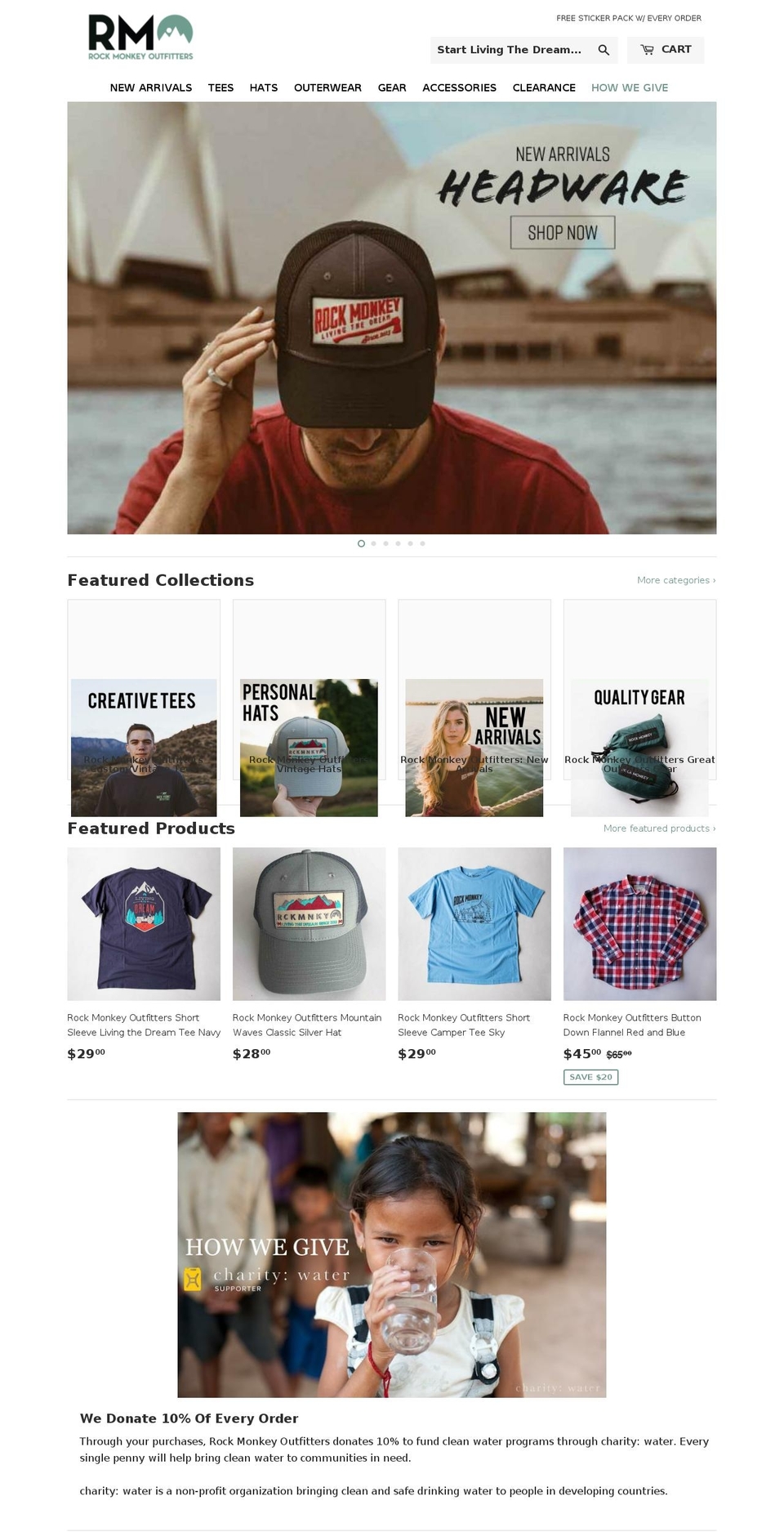 rockmonkeyoutfitters.com shopify website screenshot