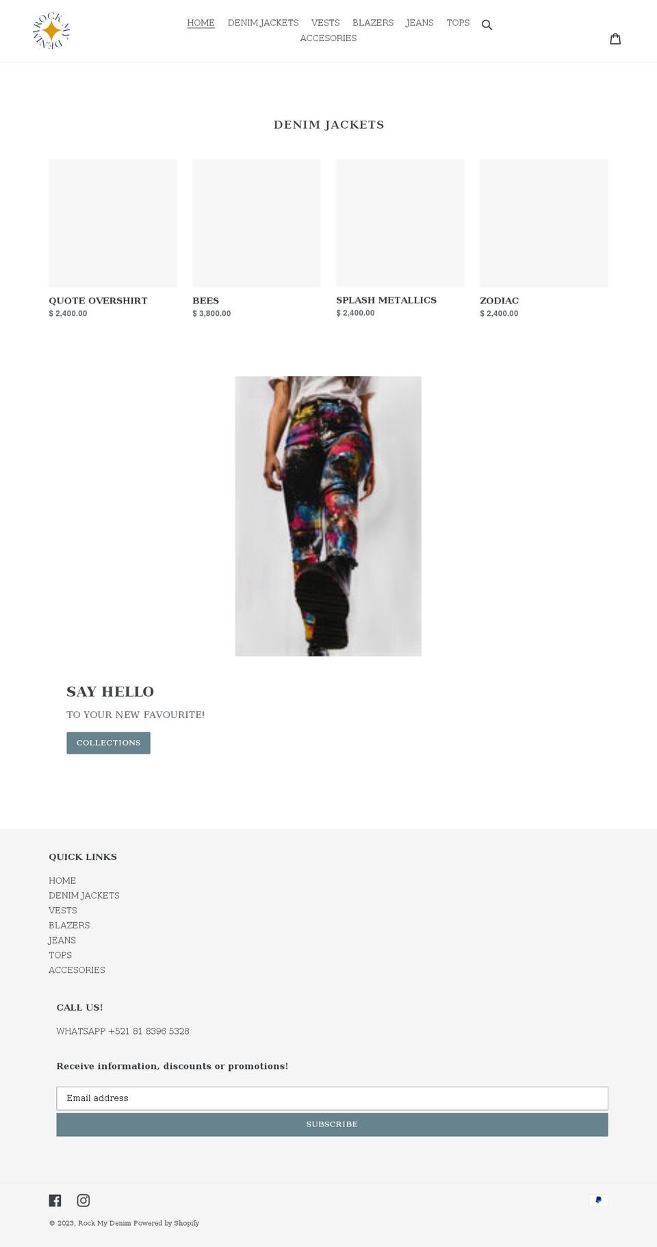 rockmydenim.com shopify website screenshot