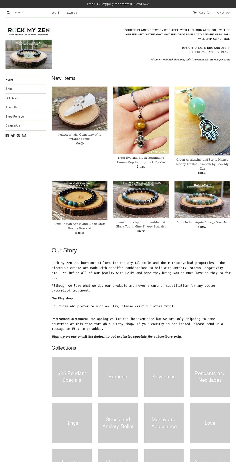 rockmyzen.com shopify website screenshot