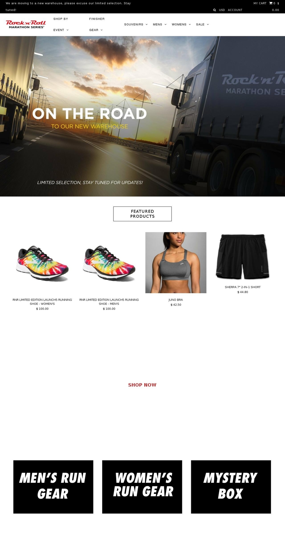 rocknrollmarathonstore.com — Shopify storefront screenshot