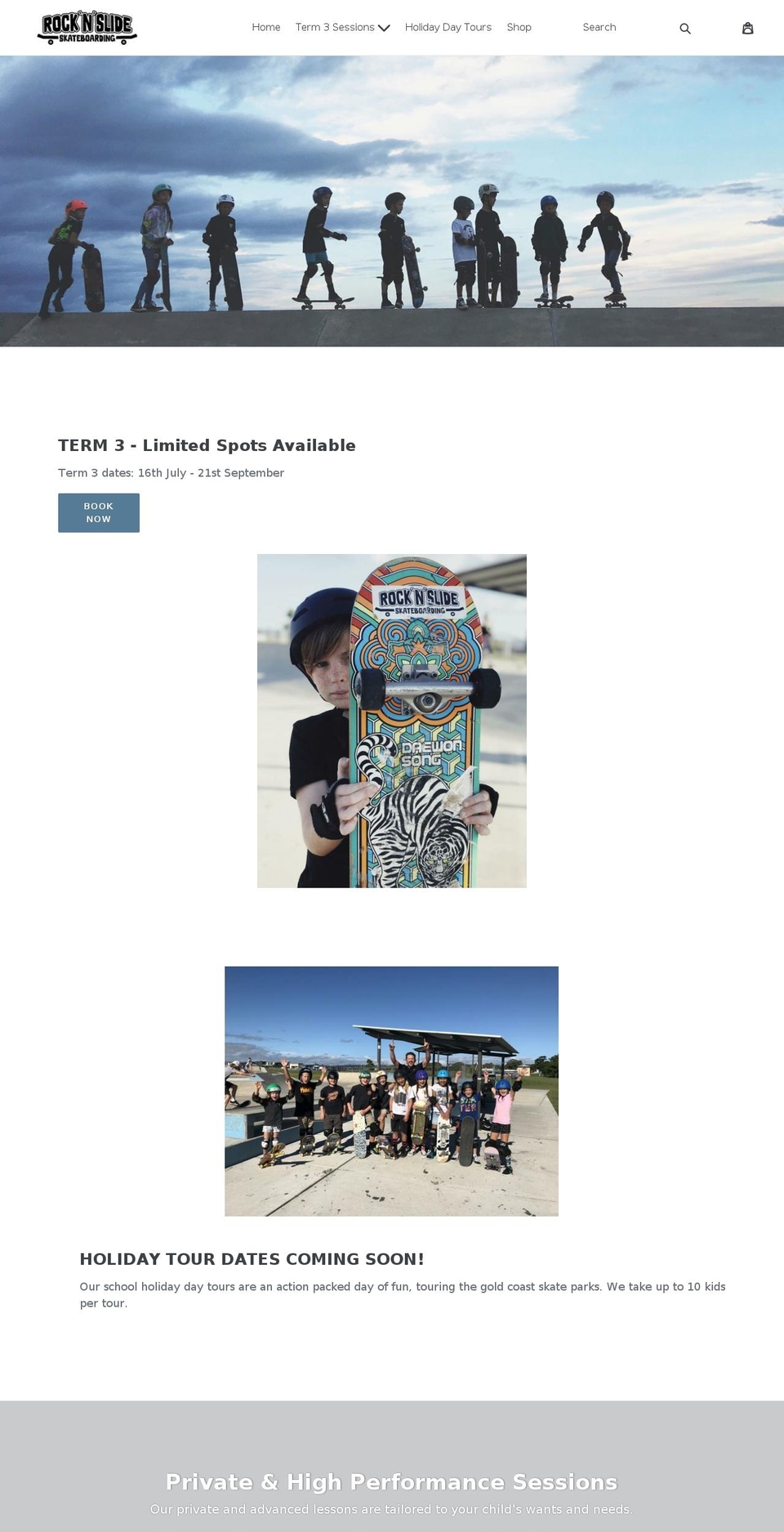 rocknslideskateboarding.com shopify website screenshot