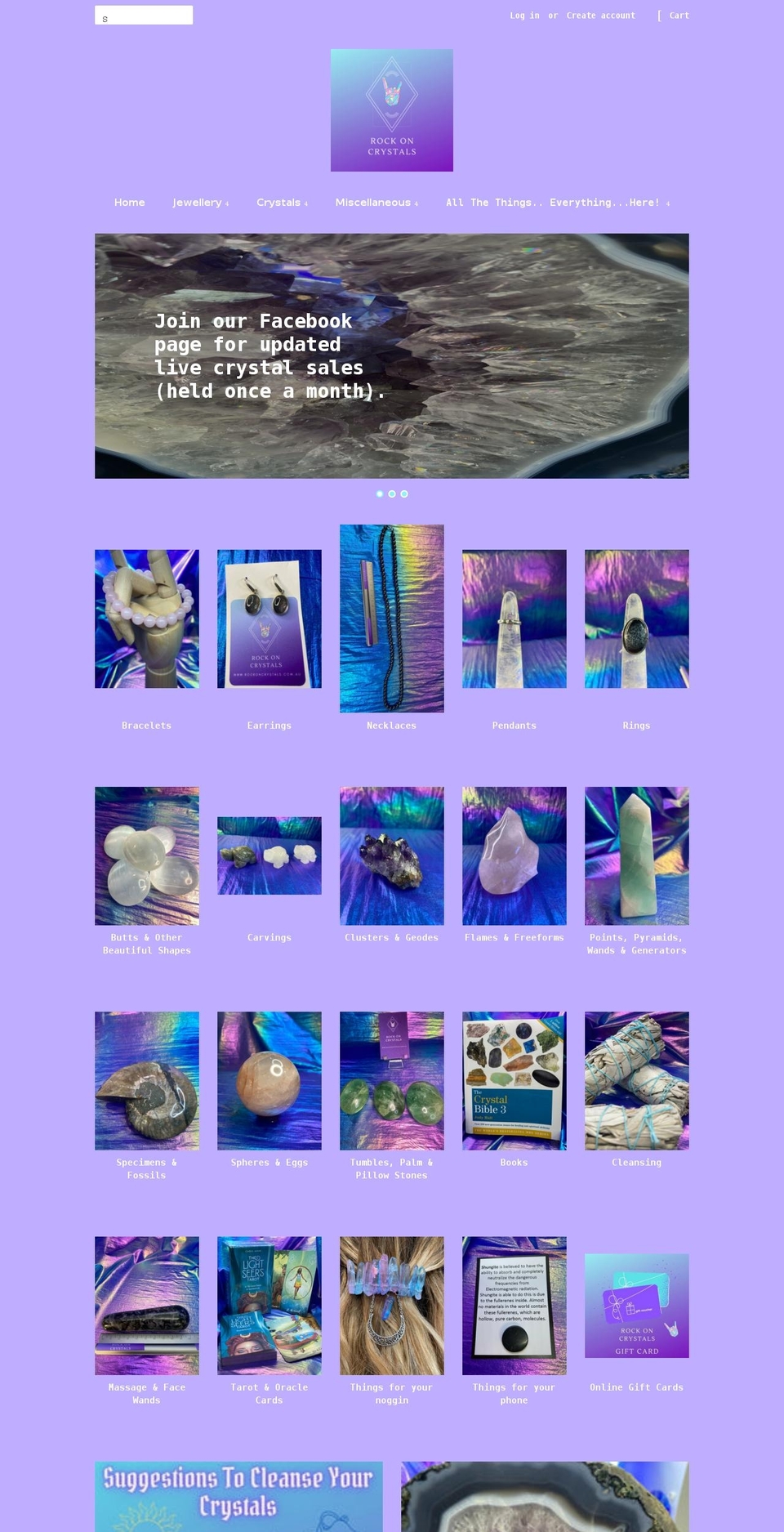 rockoncrystals.com.au shopify website screenshot