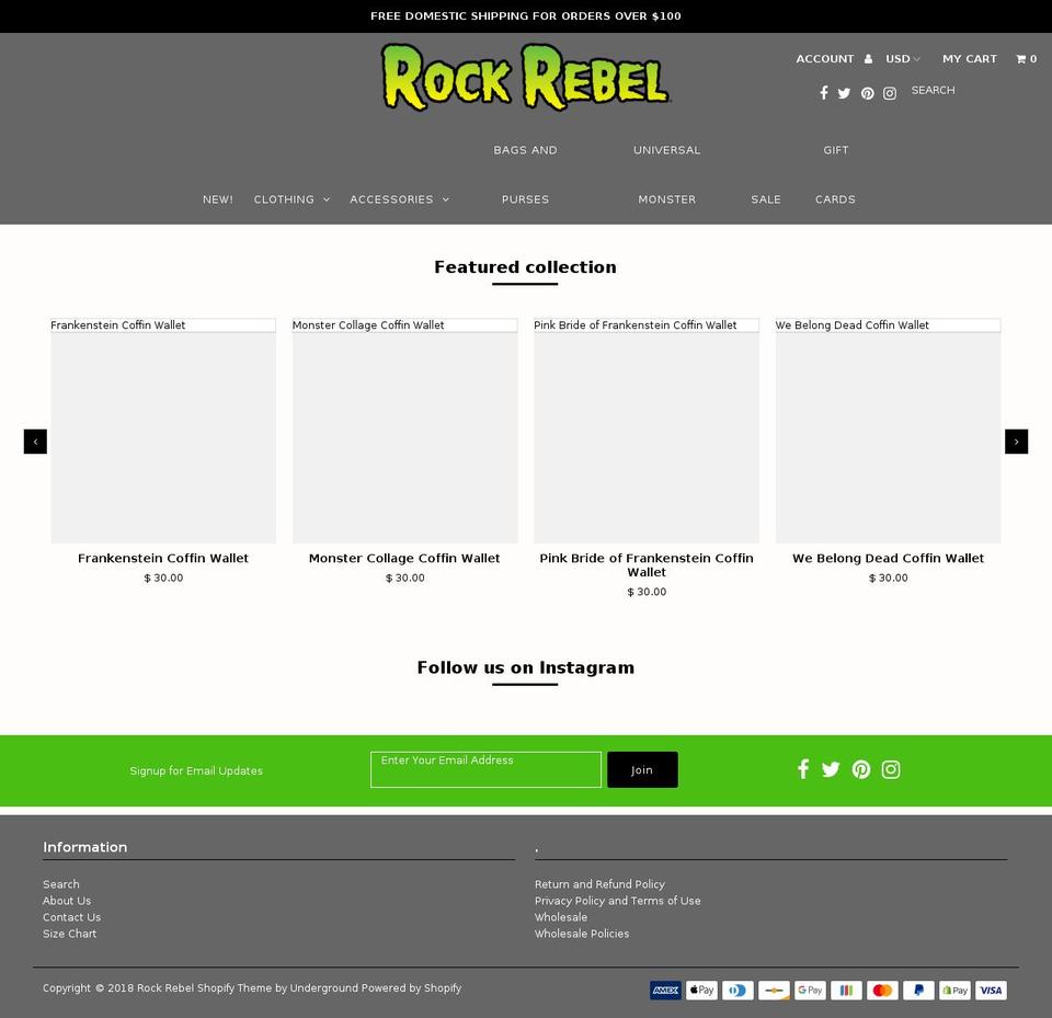 rockrebel.biz shopify website screenshot