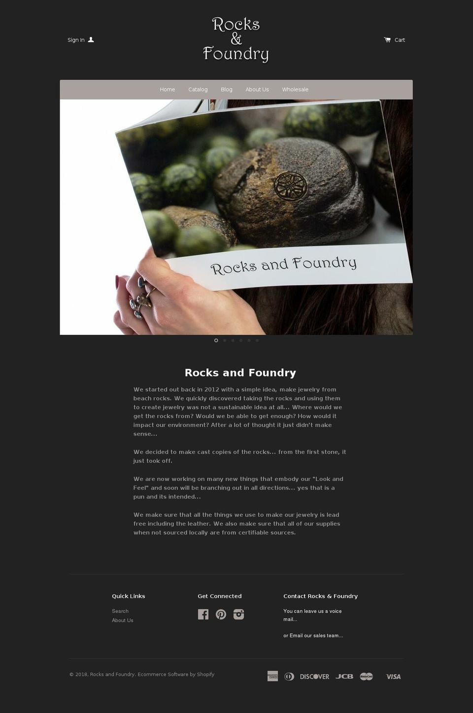 rocksandfoundry.com shopify website screenshot