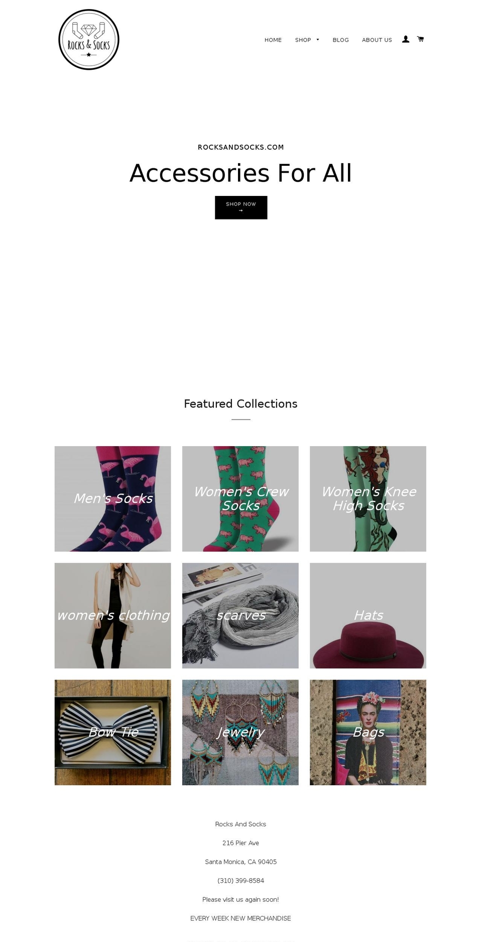rocksandsocks.com shopify website screenshot