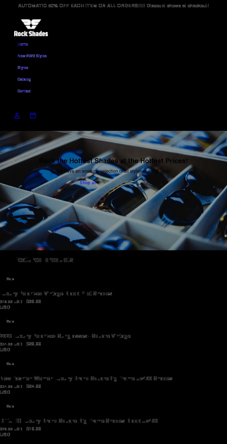 rockshades.com shopify website screenshot