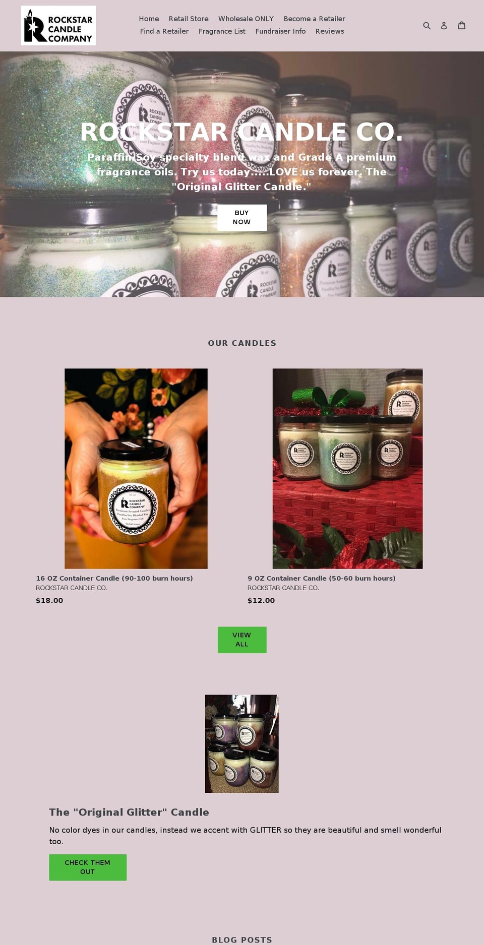 rockstarcandlecompany.com shopify website screenshot