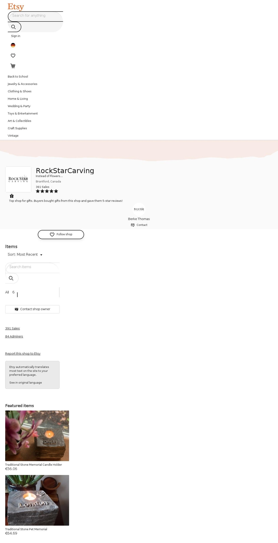 rockstarcarving.com — Shopify storefront screenshot