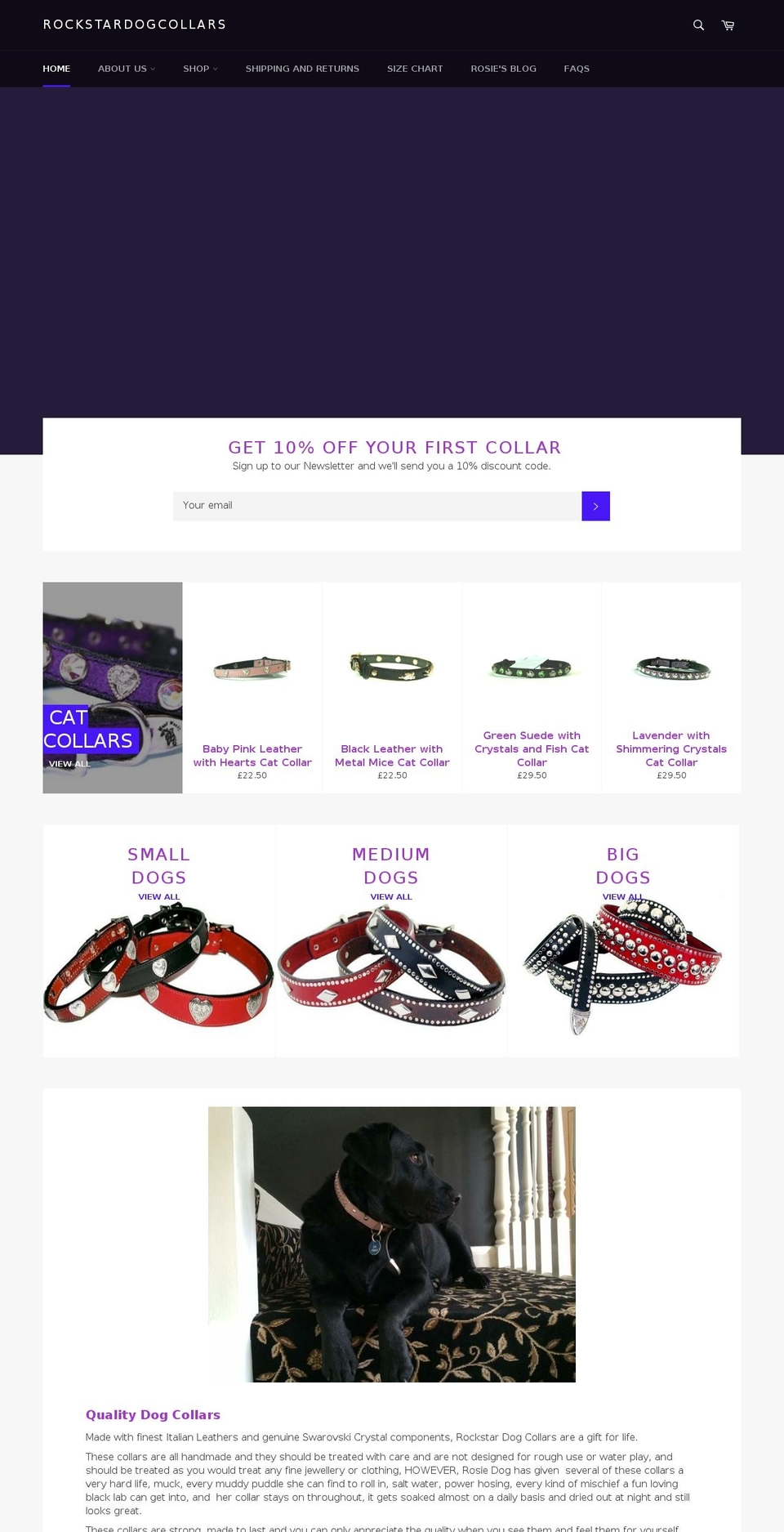 rockstardogcollars.com shopify website screenshot