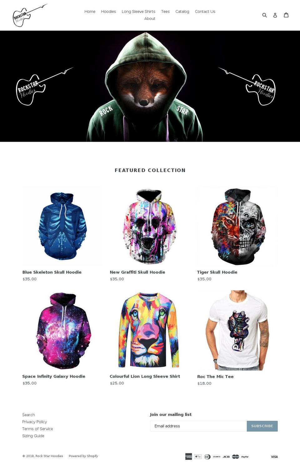 rockstarhoodies.com — Shopify storefront screenshot