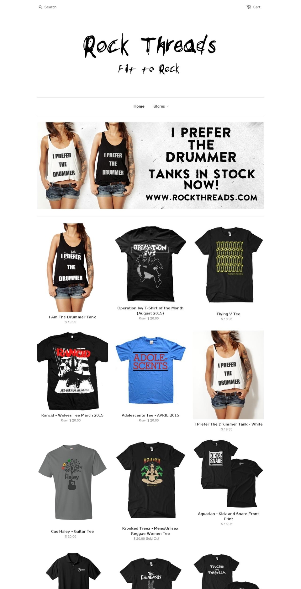 rockthreads.com shopify website screenshot