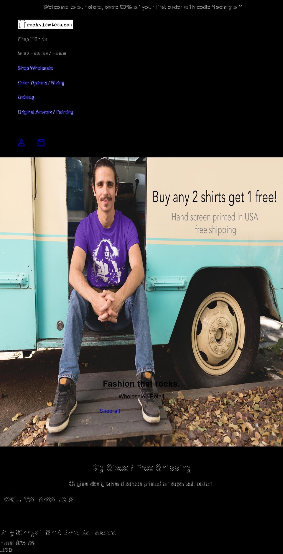 rockviewtees.com shopify website screenshot