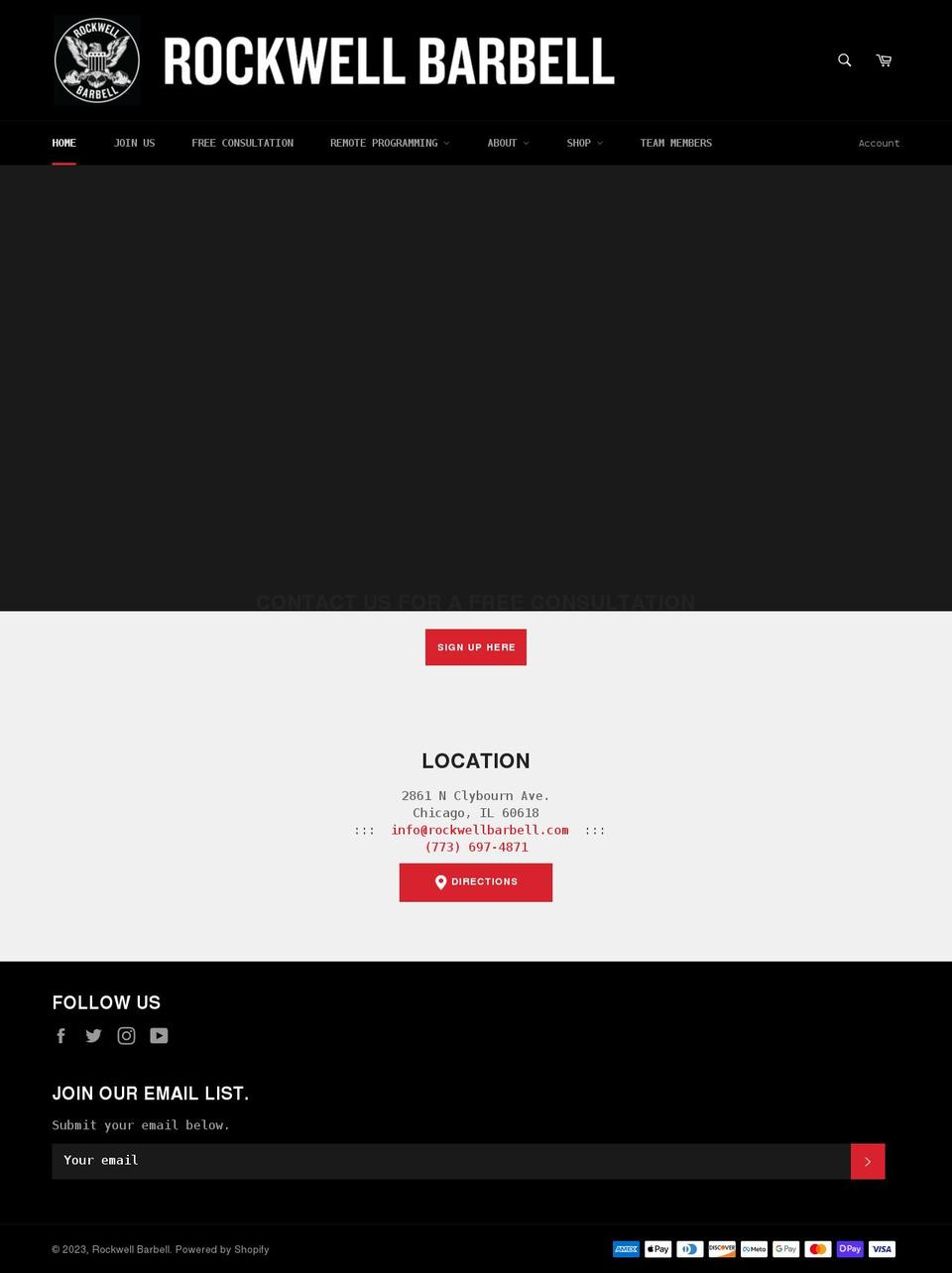 rockwellbarbell.com shopify website screenshot