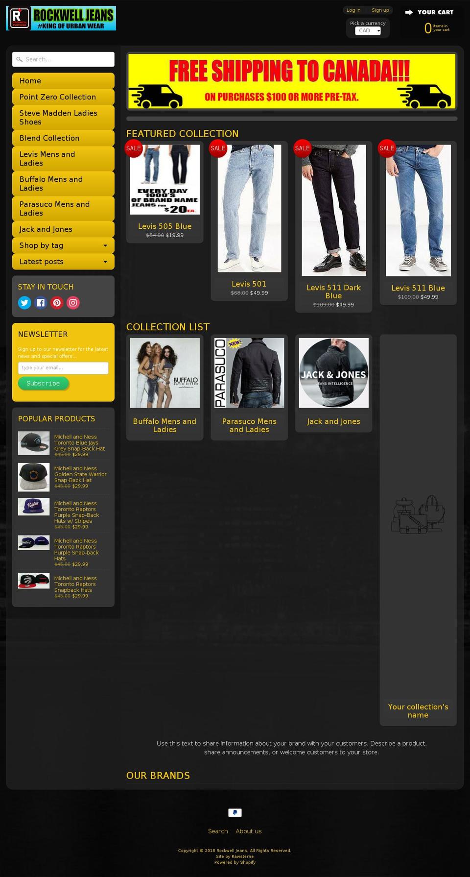 rockwelljeans.com — Shopify storefront screenshot