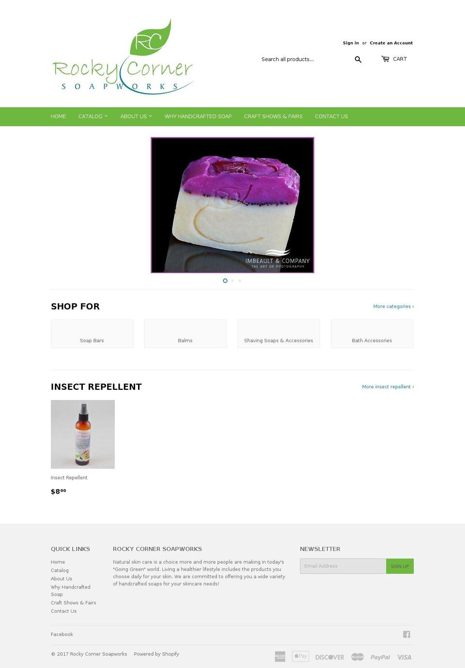 rockycornersoapworks.com shopify website screenshot
