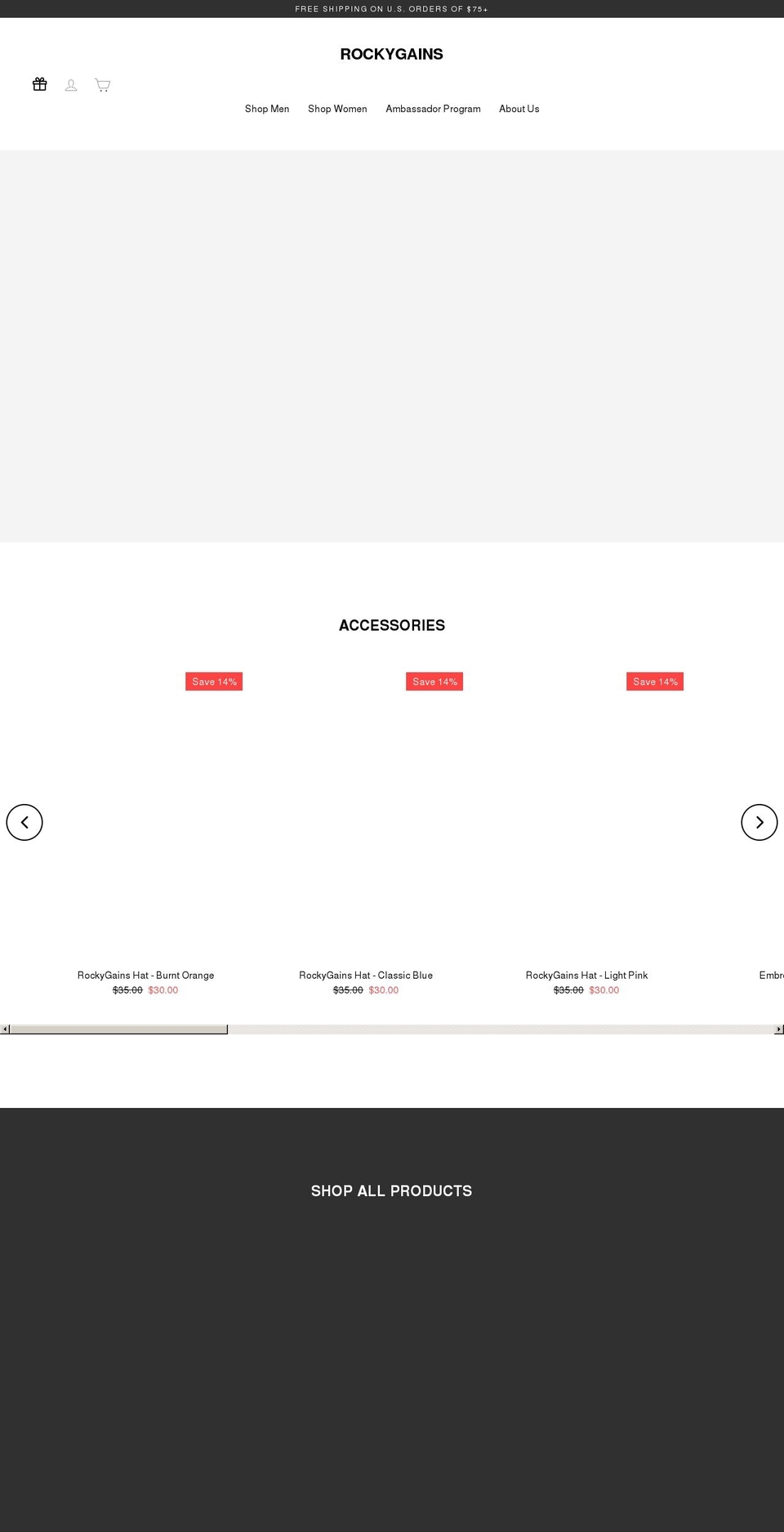 rockygains.com shopify website screenshot