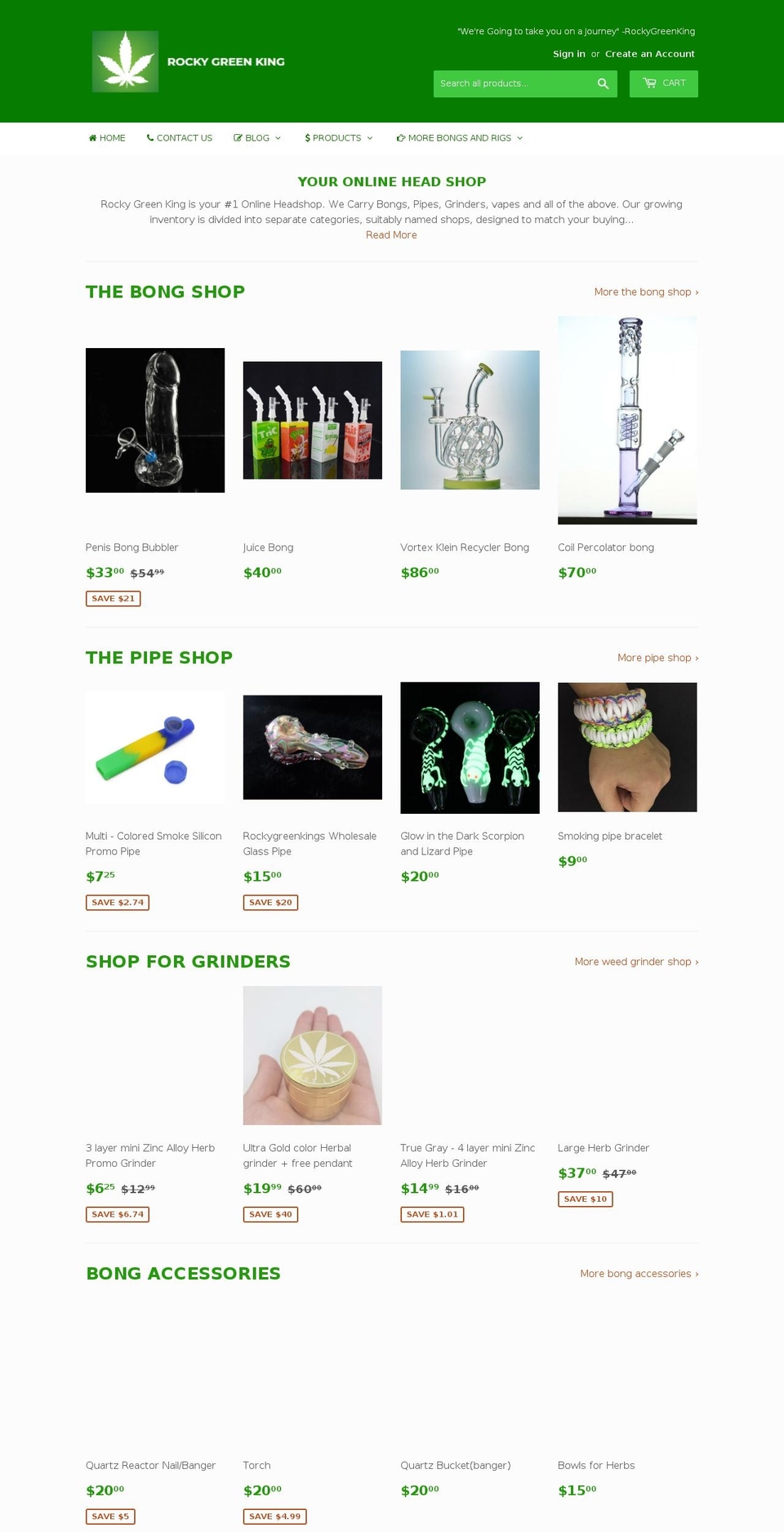 rockygreenking.com shopify website screenshot