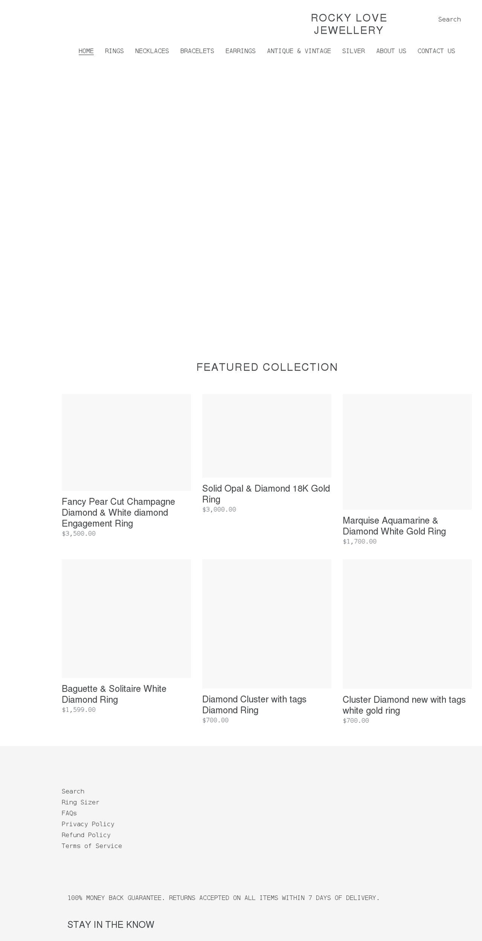 rockylovejewellery.com shopify website screenshot