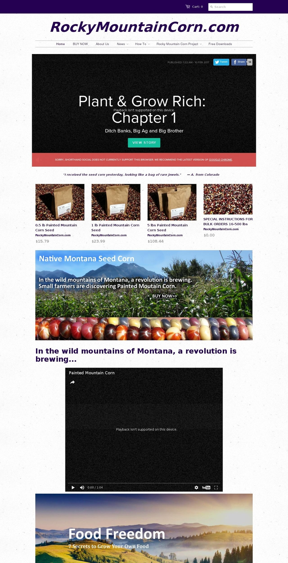 rockymountaincorn.com shopify website screenshot