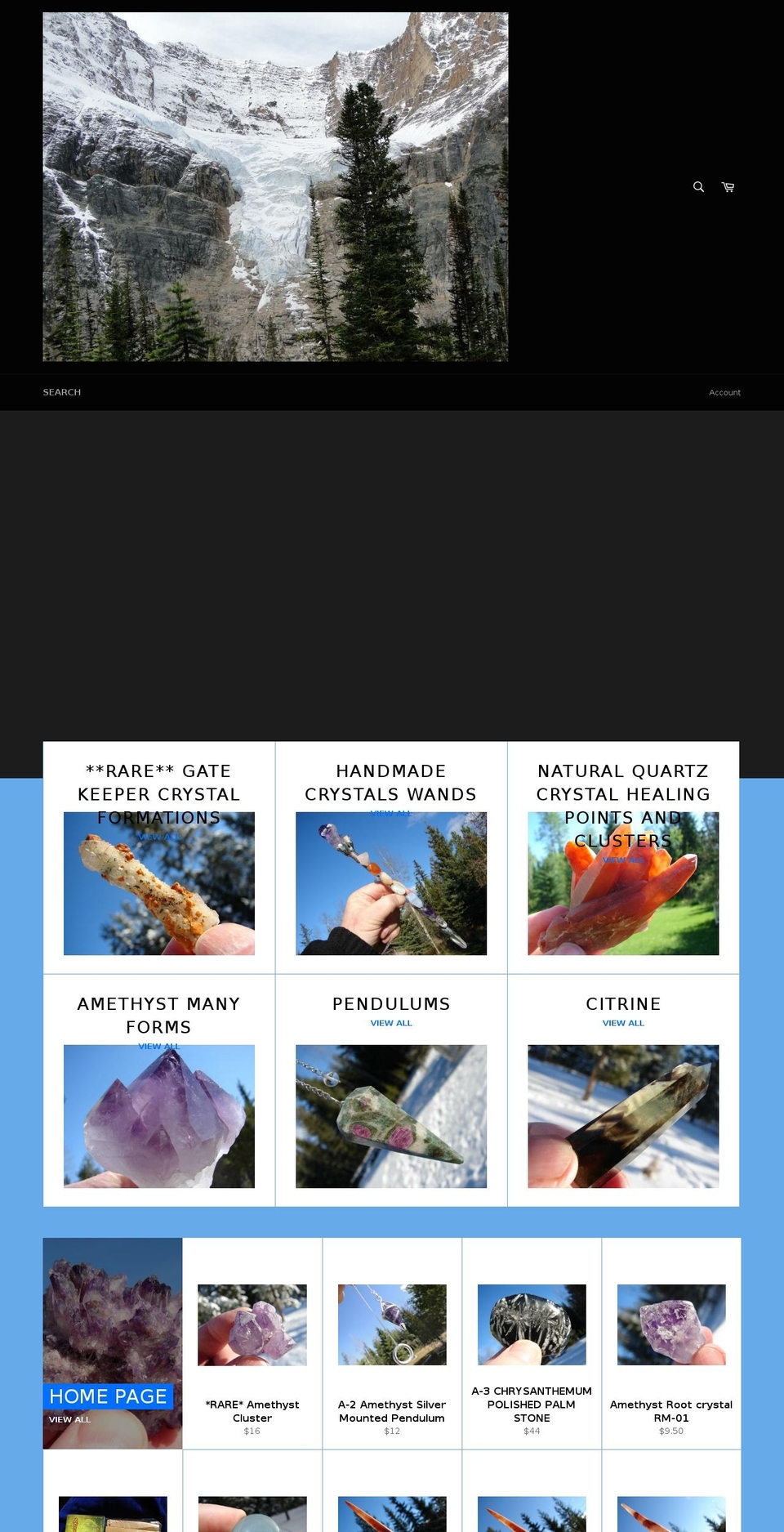 rockymountaincrystals.com — Shopify storefront screenshot