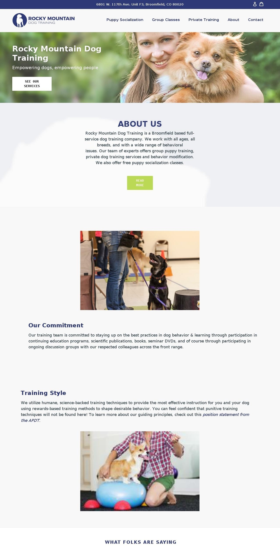 rockymountaindogtraining.com shopify website screenshot
