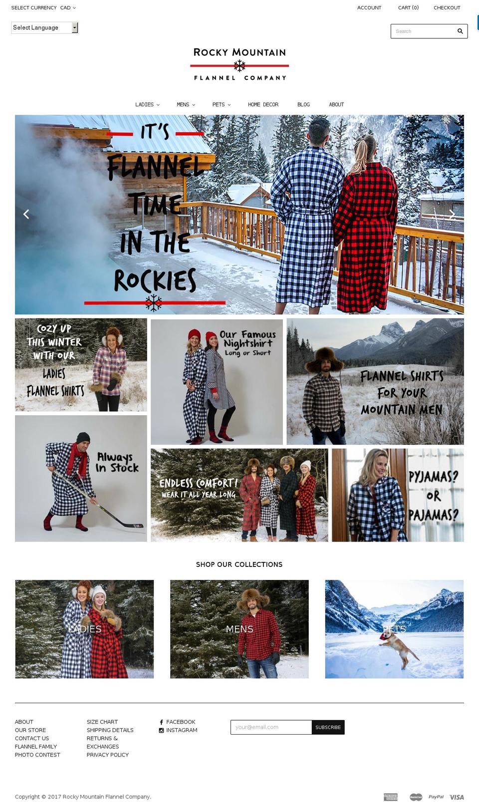 rockymountainflannelcompany.com shopify website screenshot